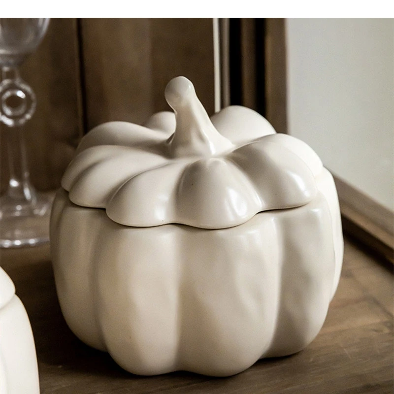 Ceramic Pumpkin Bowl Restaurant Bird's Nest Oatmeal Lamian Noodles Chinese Home Kitchen Stew with Cover