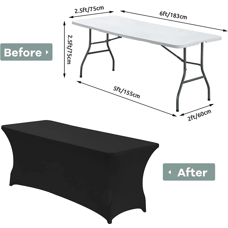 4 6 8 FT Spandex Table Cover Universal Fitted Stretch Tablecloth Rectangular Table Cloth Protector For Outdoor Birthday Wedding