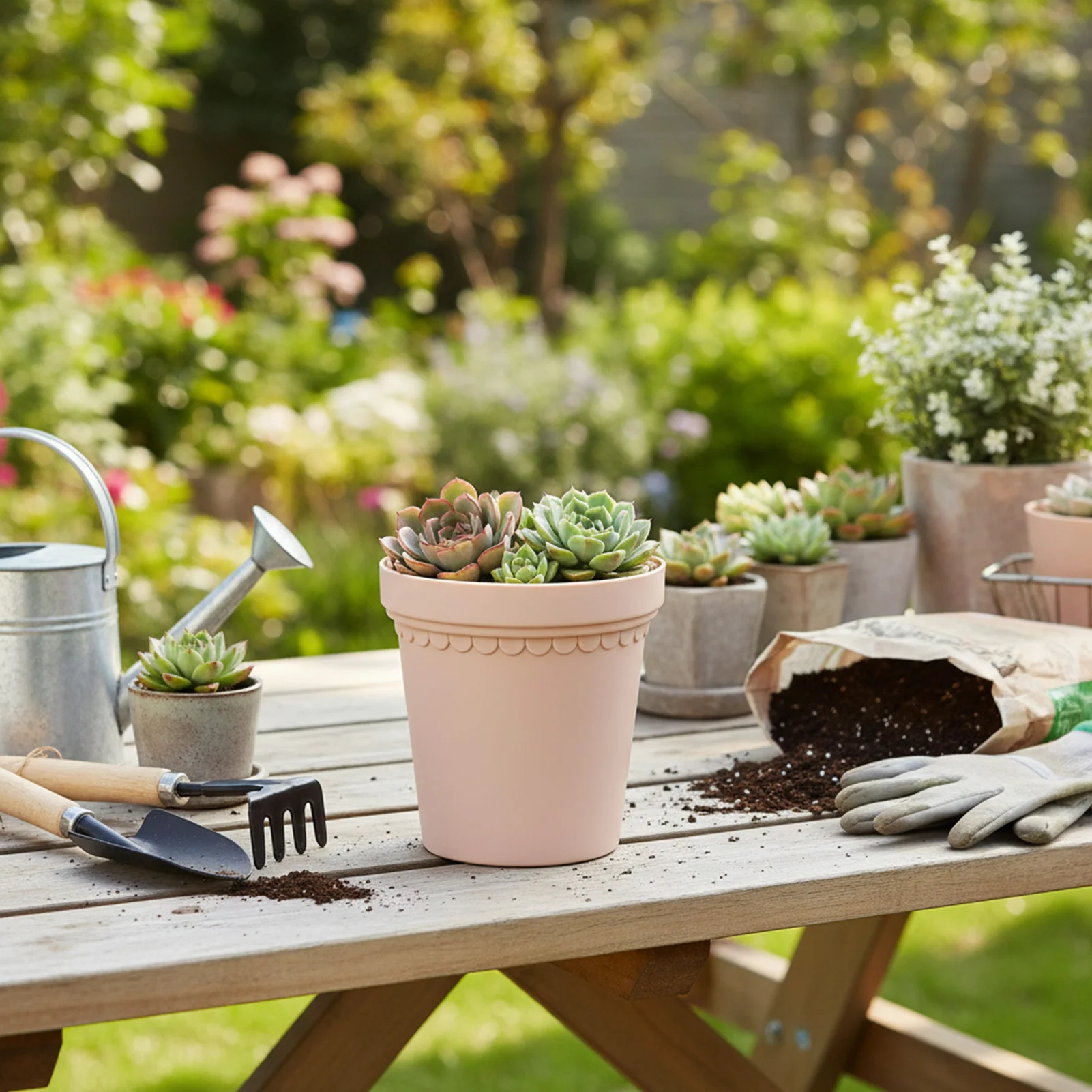 Desktop Flowerpot Thickened Imitation Ceramic Flowerpot Succulent Plant Breathable Planting Pot Spring Gardening Accessories