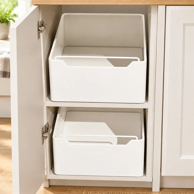 Multi-Section Slide Drawer with Rails for Cabinet Storage, Kitchen Spice Organizer Tray