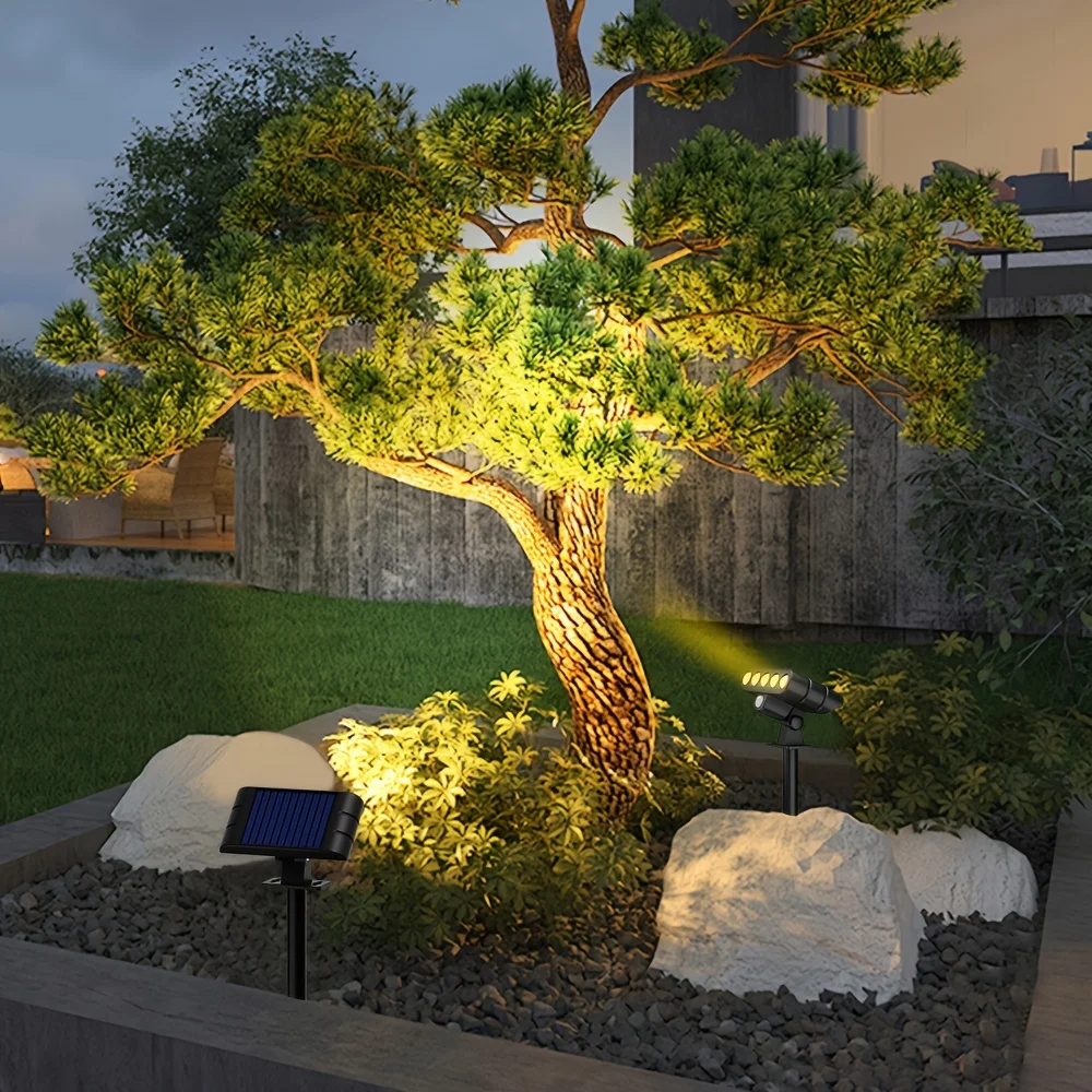 بقعة ضوء الشمس في الهواء الطلق مصباح بعمود بالطاقة الشمسية 3-وضع مقاوم للماء الأضواء الشمسية لساحة حديقة مسار Flowerbed شجرة الإضاءة #6