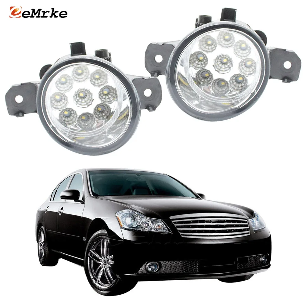 EEMRKE for Infiniti M35 M35x M45 Q70 2006 2007 2008 for Nissan Fuga 9-Pieces Led Fog Lights H11 12V Front Bumper Lights 2 Pcs