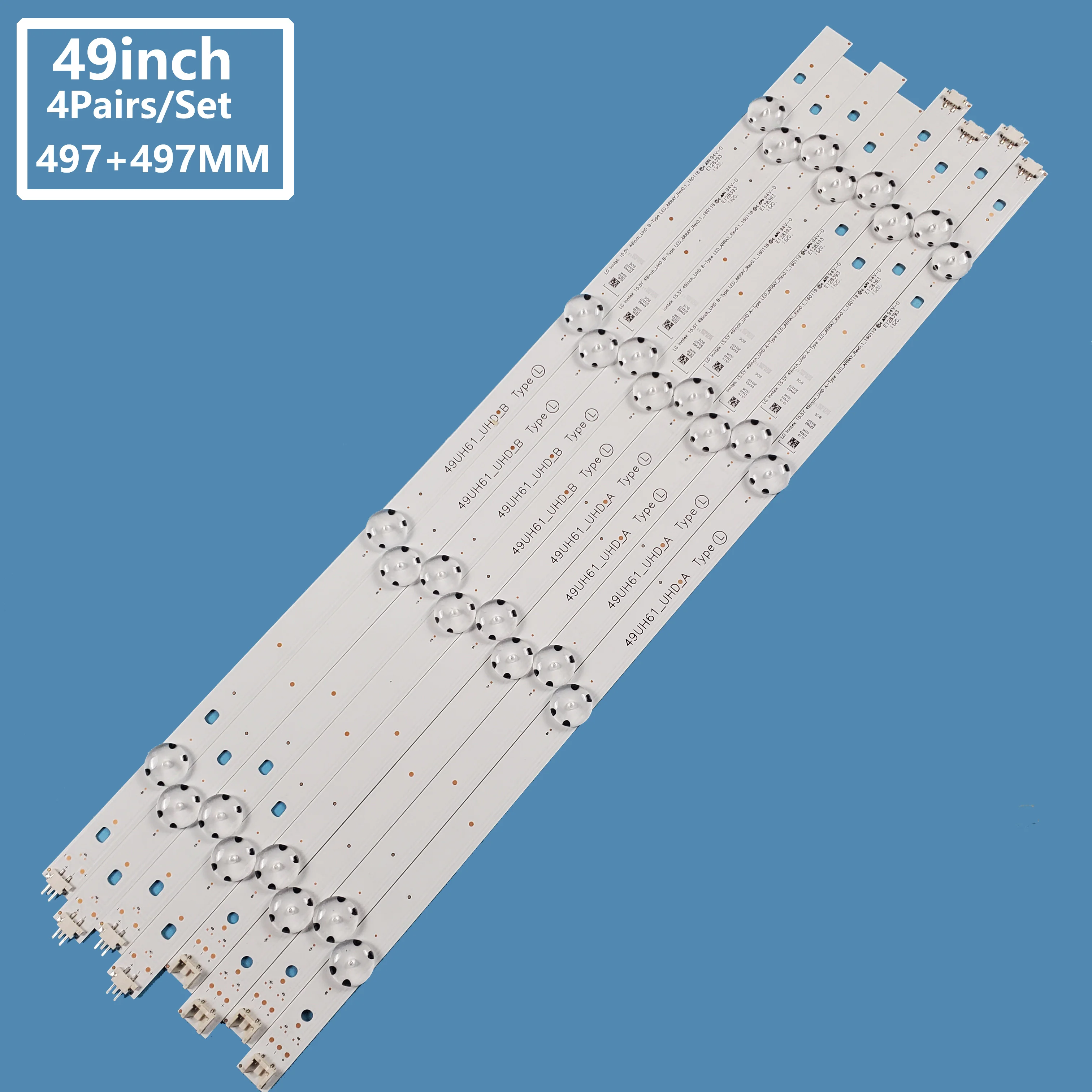 

8PCS/SetLED Backlight 49LG 49UH61_UHD_A /B led strip for Innoteck 15.5Y lg 49LH5700/5100 49UH6030-UD tv LCD to repair