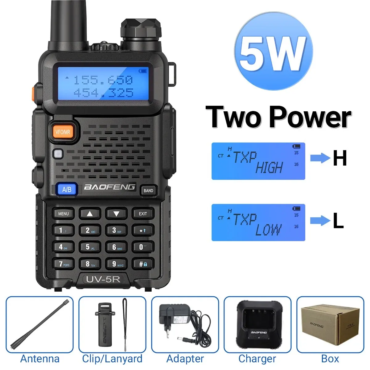 1/2 Stuks Baofeng Uv 5r 5W 8W Walkie Talkie Ham Cb Radio Lange Afstand Dual Band Vhf Uhf Fm Transceiver Tweeweg Radio Uv5r K5 Plus