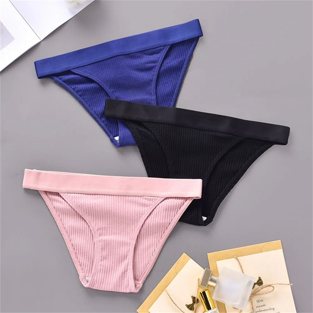 2Pcs/Pack Soft Cotton Briefs for Women Free Shipping Simple Low Waist Bikini Panties Comfortable Sports Underwear