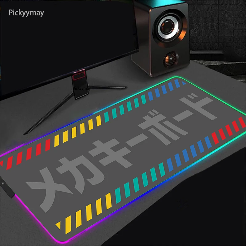 Black And White Line 90x40cm RGB Gaming Mouse Pad Large Gamer Big Mouse Mat Computer Gaming Keyboard Desk LED Backlit Mousepad