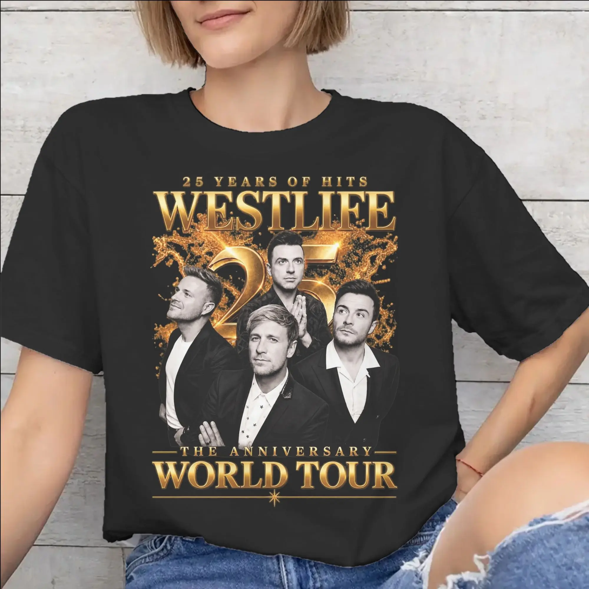 Mens Womens Westlife 25th Anniversary Tour 2026 Shirt 100% Cotton Printed T-Shirt  Clothing Outfits