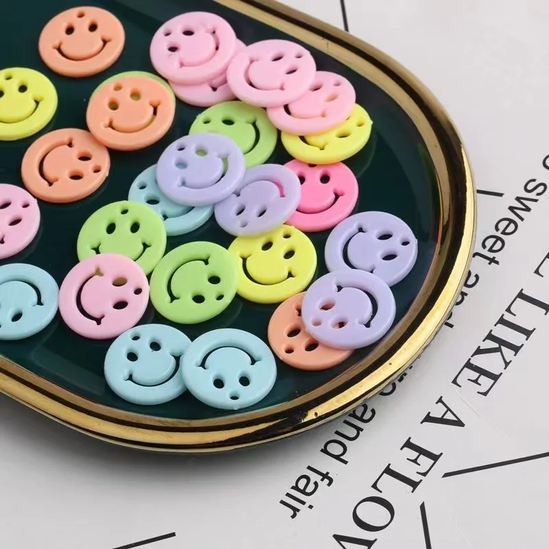 100pcs 14mm/20mm Mixcolor Smile Arcylic Charms Pendants for Handmade Bracelets Necklace Earring Key Chain DIY Jewelry