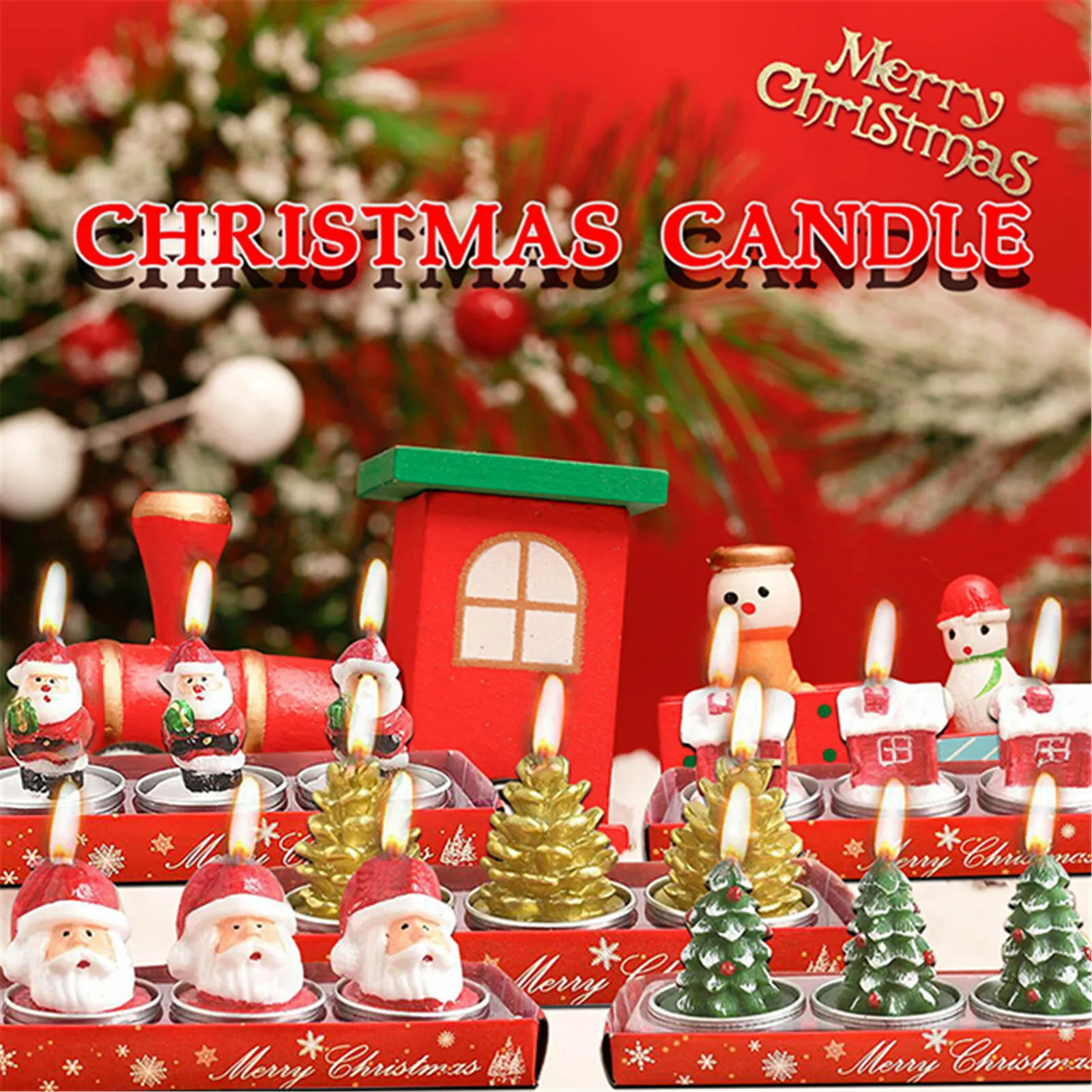 Mini Xmas Candles Navidad New Year Gifts Christmas Candles Santa Claus Snowmen Tin Cans Candle Christmas Decorations for Home