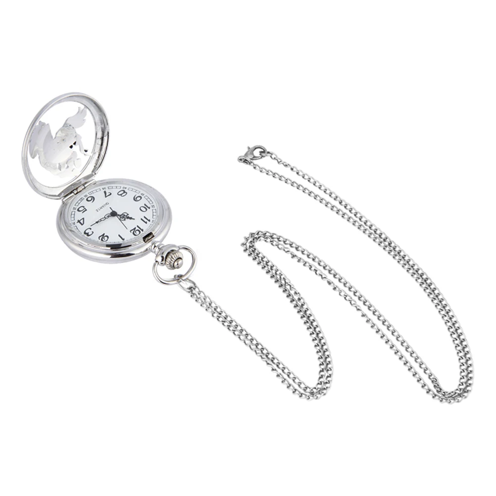 

Vintage Silver Pocket Watch Classic Fashion Creative Personalized Dust Cover Necklace String Long Lasting Durable Use