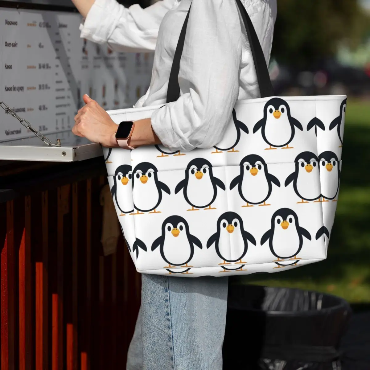 

Penguin Beach Tote Bag Sport Gym Yoga Duffle Large Tote Bag Women Travel Bag Fitness bag
