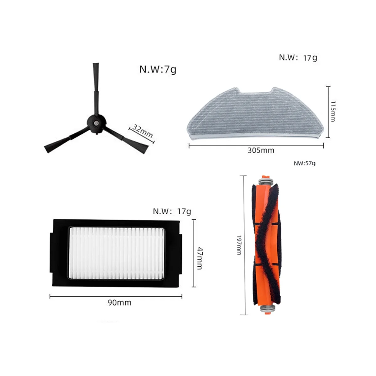 Main/Side Brush Hepa Filter Mop Cloth Parts for Robot Vacuum-Mop Pro / 2 Pro / MJSTS1 Vacuum Cleaner Parts
