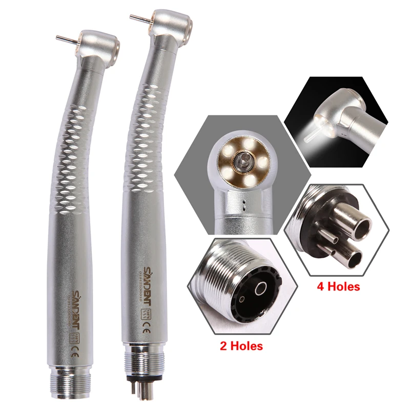 Yabangbang Dental 5*LED Lamp Fiber Optic E-generator Handpiece High Speed Push Button 2/4 Hole Turbine