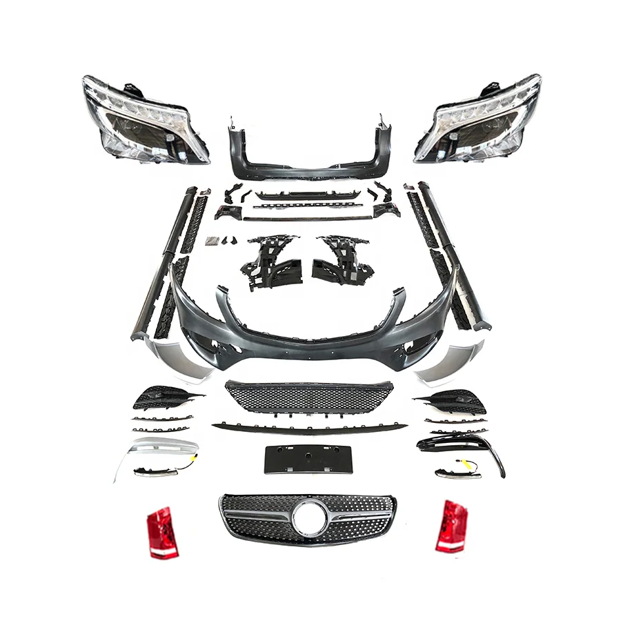 

Car kits for BENZ V CLASS Vito W447 to A style body kit with front bumper rear bumper grille head light tail lamp