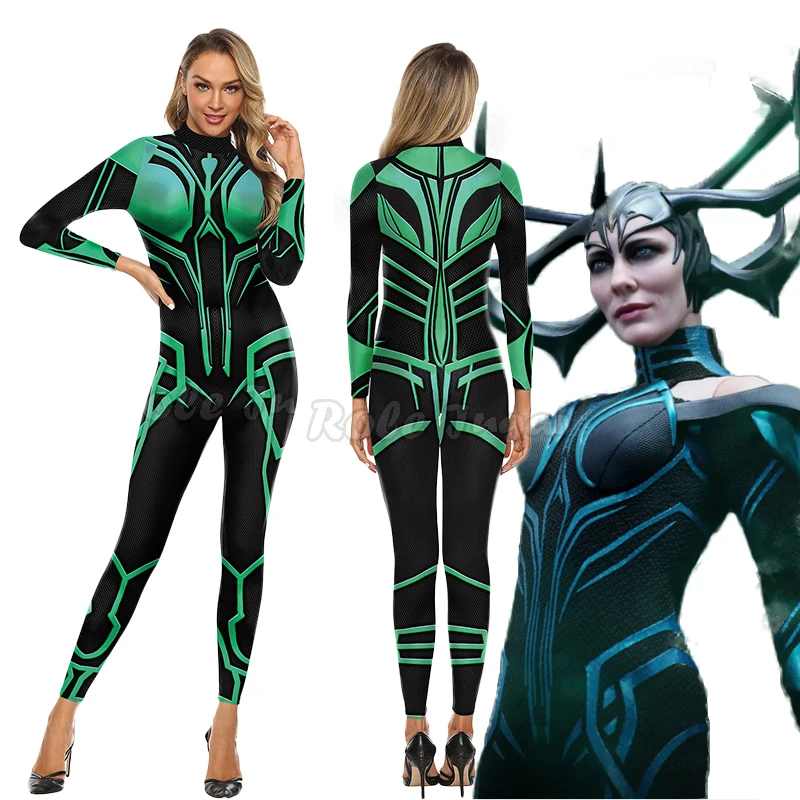 Death Hela Goddess One-Piece Tights Anime Performance Suit Kids Adult Cosplay Ragnarok Hela Cosplay Outfits Halloween Costumes