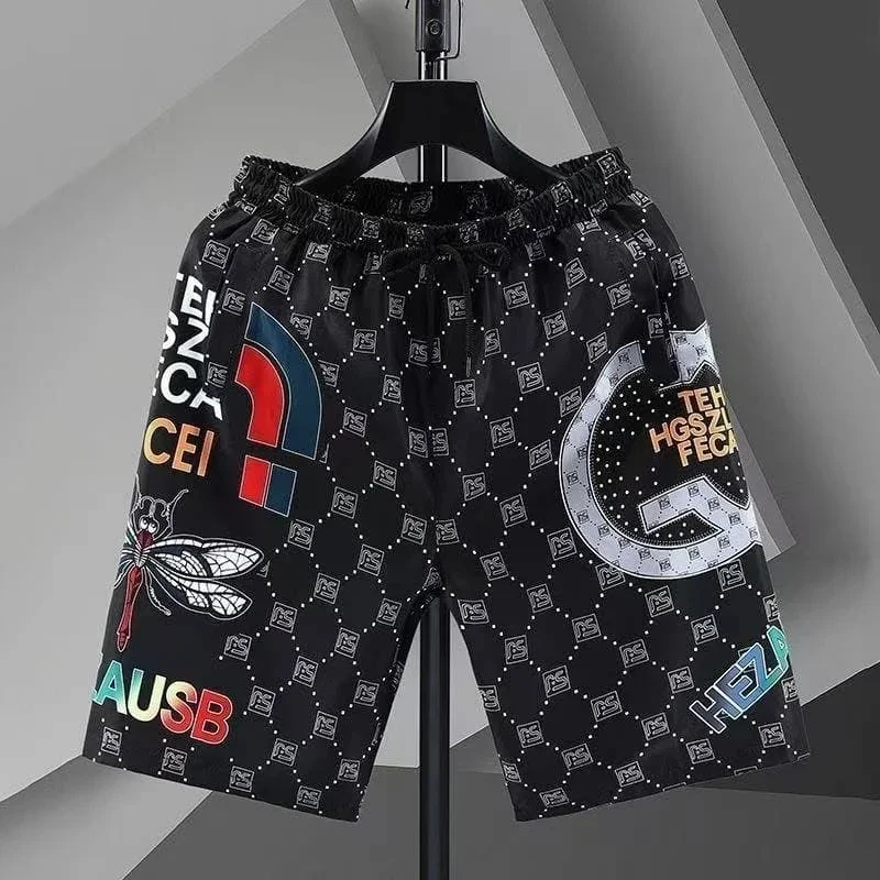 New Graffiti Dragonfly Print Fashionable Trendy Street Luxury Breathable Quick Drying Sports and Leisure Daily Men's Shorts