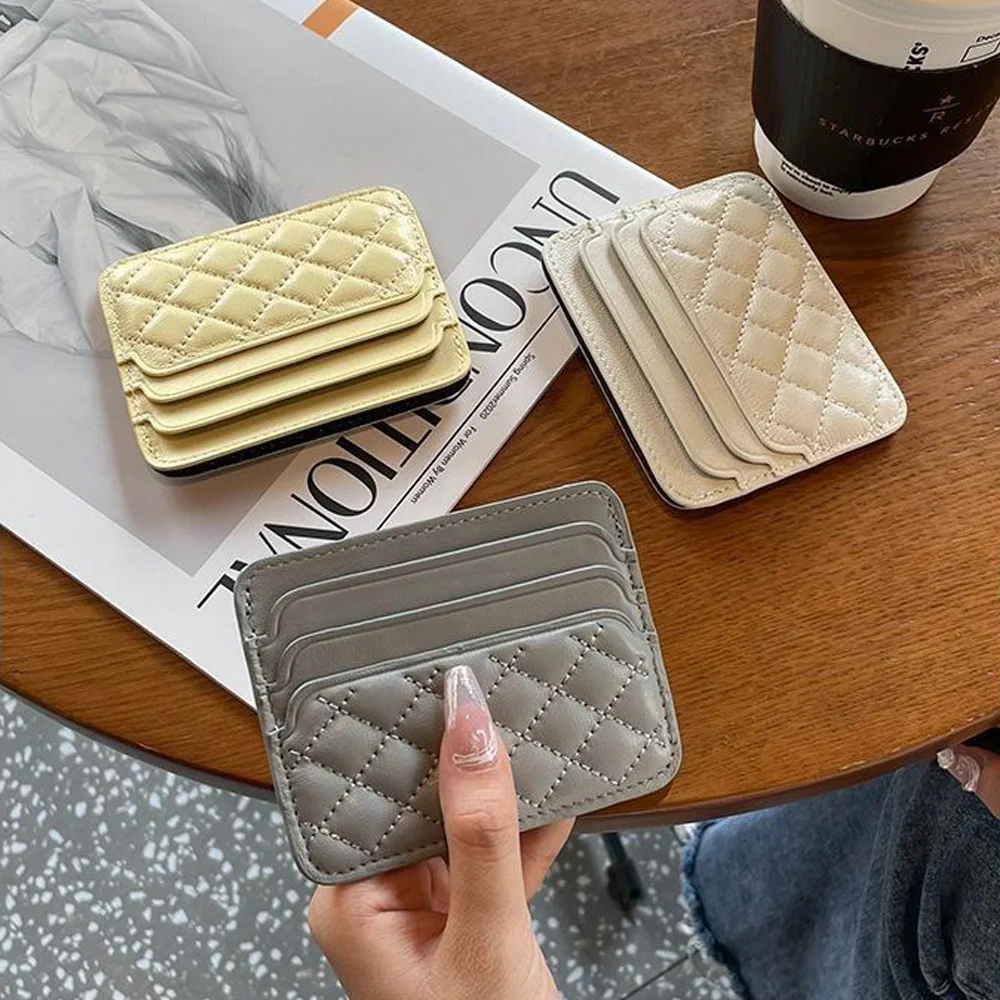 Fashion Card Holder Quilted PU Leather Wallet Slim Credit Card Bag Multi Slot Mini Case Pocket Purse Small Money Pouch Lady Gift