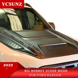 Big Matte Black Bonnet Hood Scoop per Ford Ranger Wildtrak Sport 2022 2023 XLT XLS/ XL raptor Double Cab accessori per auto YCSUNZ