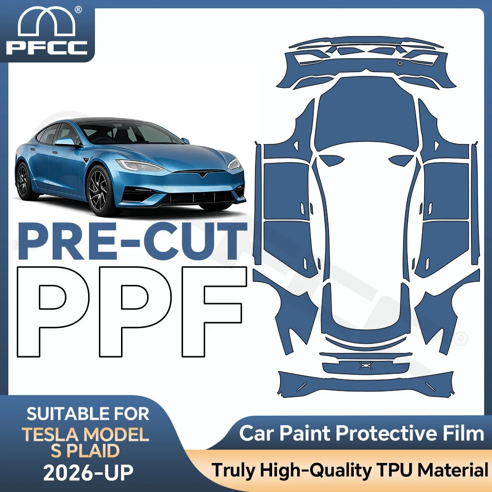 

For Tesla Model S Plaid 2026 Full Car PPF Precut Paint Protective Film Scratch-Resistant Clear TPU Film External Car Accessories