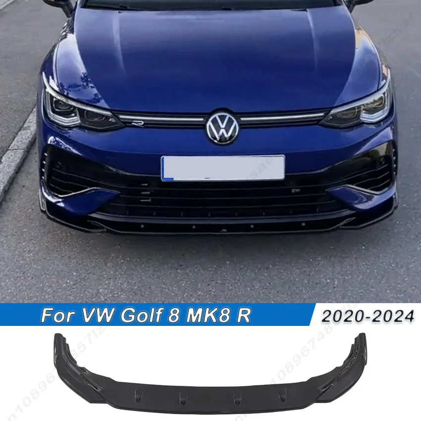 لفولكس واجن جولف 8 MK8 R 2020-2024 ماكستون نمط سيارة الجبهة حافة مصد السيارة الفاصل المفسد الناشر الجسم أطقم ضبط لمعان أسود