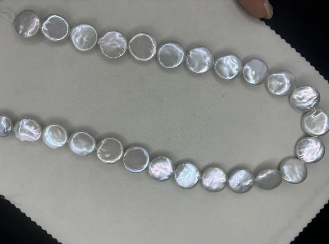 New AAA High Quality 9-16mm Strong Luster White Color Coin Pearl Strand For Bracelet Necklace Earrings Making Jewelry DIY