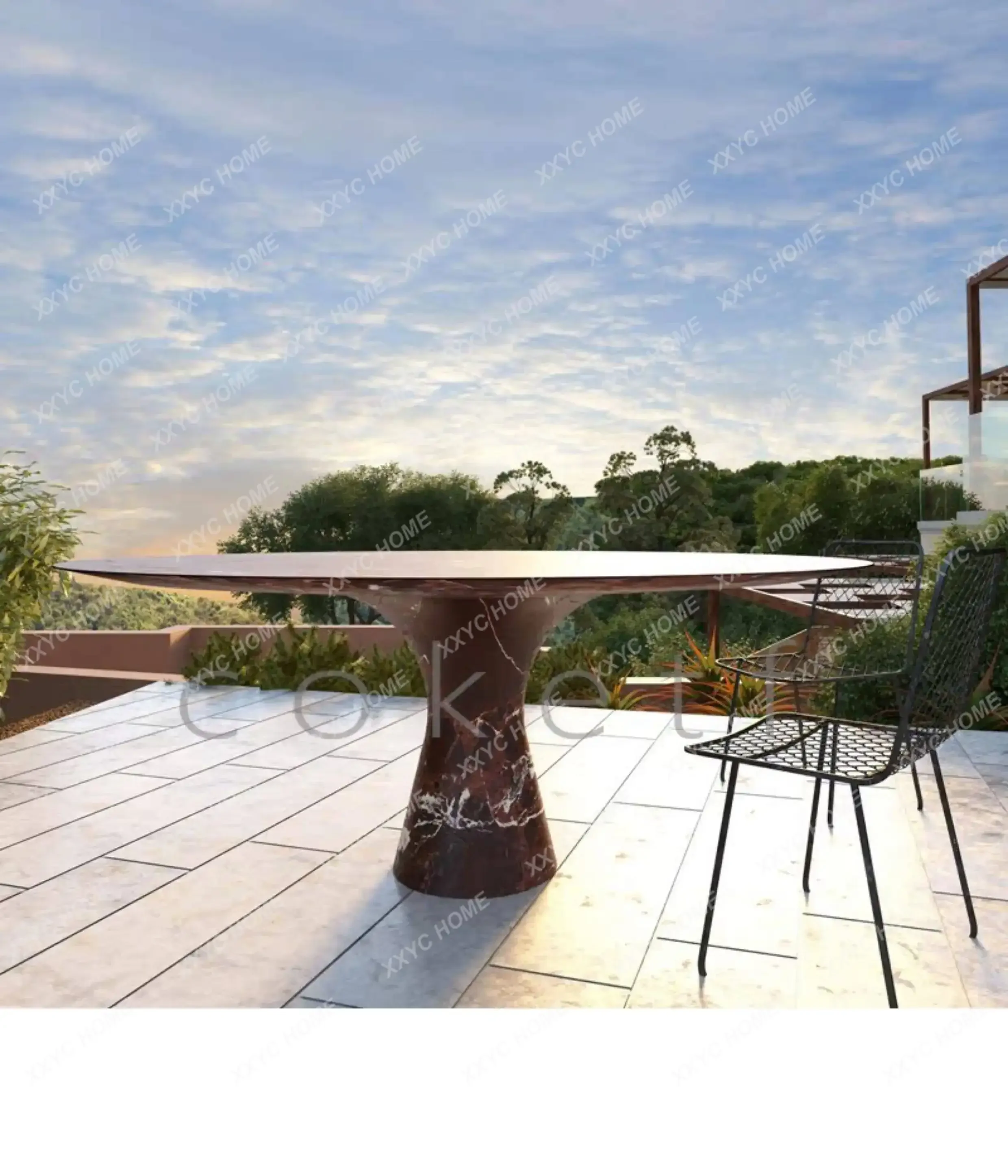 minimalist natural marble dining table round table designer high-end household table