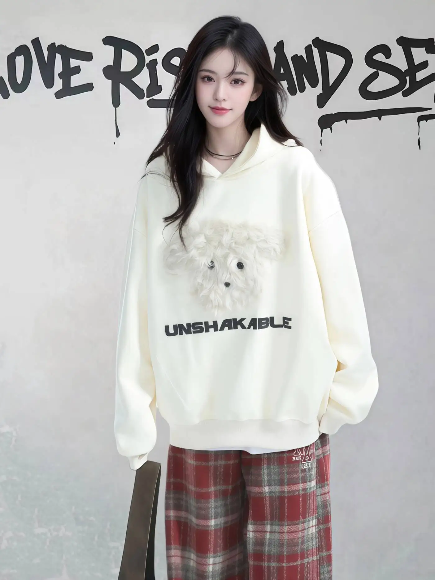 Autumn Women's Loose Casual Hoodie Puppy Pattern Oversize Long Sleeve BF Style Versatile Sweatshirt Jacket