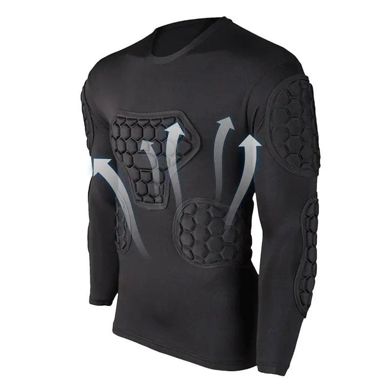 Goalkeeper Shirt Black eva Padded football shirt Honeycomb tights soccer goalkeeper uniform Elbow and chest protective clothing