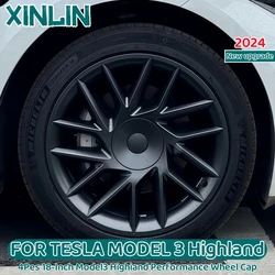 4PCS HubCap for Tesla Model 3 Highland 18 Inch Performance Replacement Wheel Cap Automobile Full Rim Cover Accessories 2023 2024