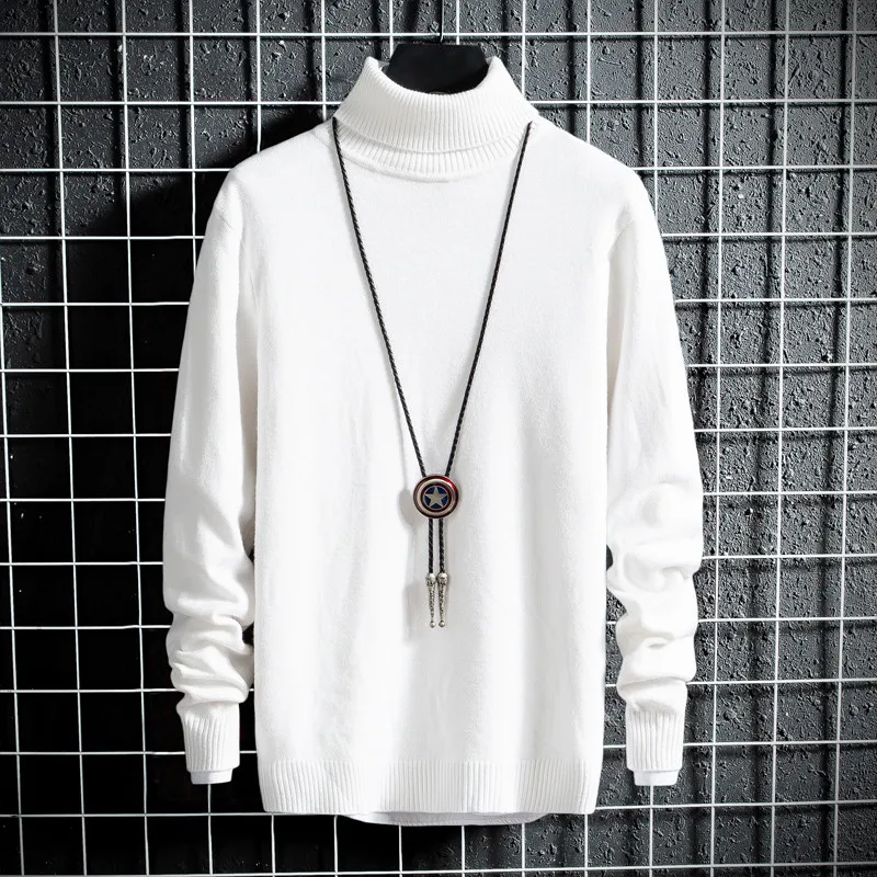 

High Collar Men's Knitwear Slim Fit Youth High School Student Sle Winter Faion Casual Breathable Medium Thi Long Sve