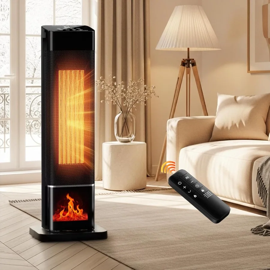 

Space Heater for Indoor Use 1500W Portable Electric Heater with Thermostat 120 Oscillation 24H Timer Remote Control Ceramic