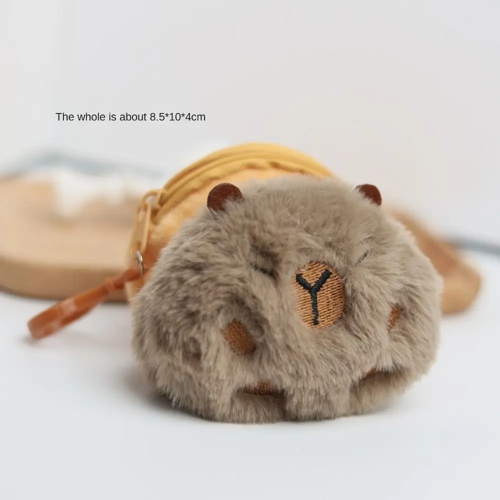 Tragbare Capybara Plüsch Geldbörse Reißverschluss Cartoon Tier Capybara Geldbörse Tasche Mini Kawaii Capybara Kopfhörer Tasche Tasche Anhänger