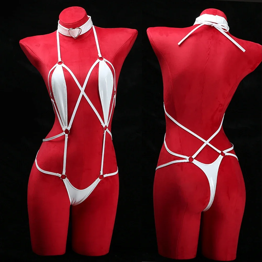 

Womens Sexy Exotic Lingerie Bondage Suit Open Crotch Bodysuit MultiColor Straps Jumpsuit Elastic Tempt Underwear