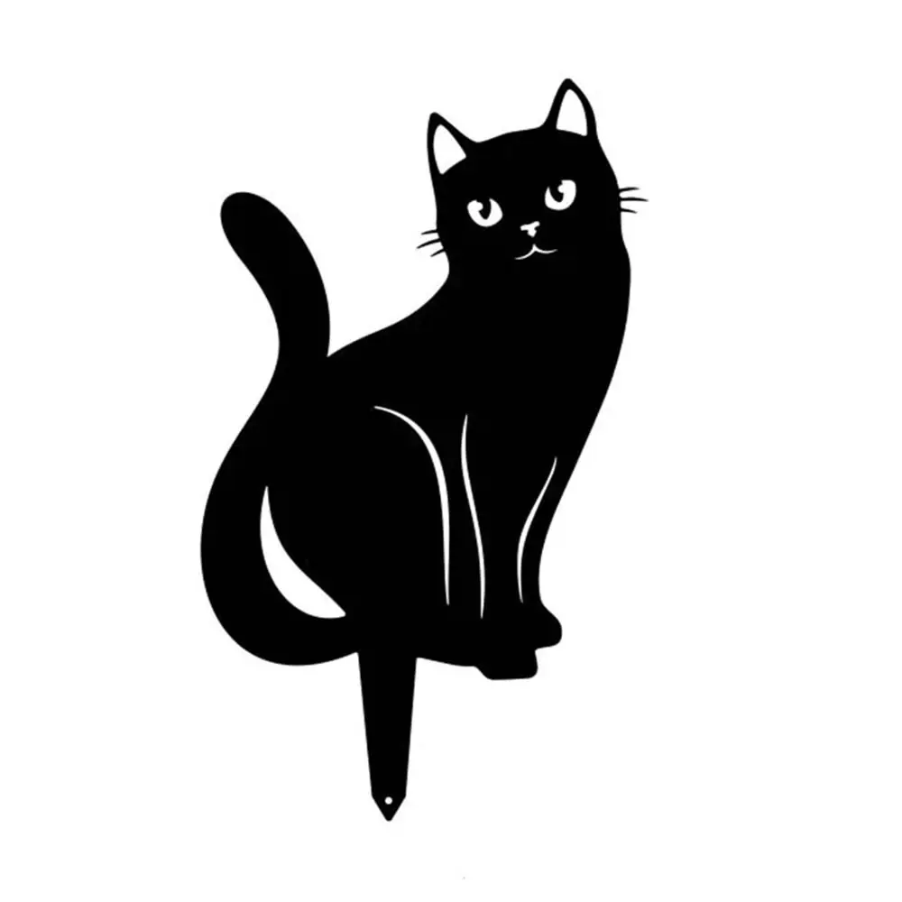 

Outdoors Iron Art Metal Garden Ornaments Outdoor Lawn Decoration Ground Inserted Pile Cat Metal Statues