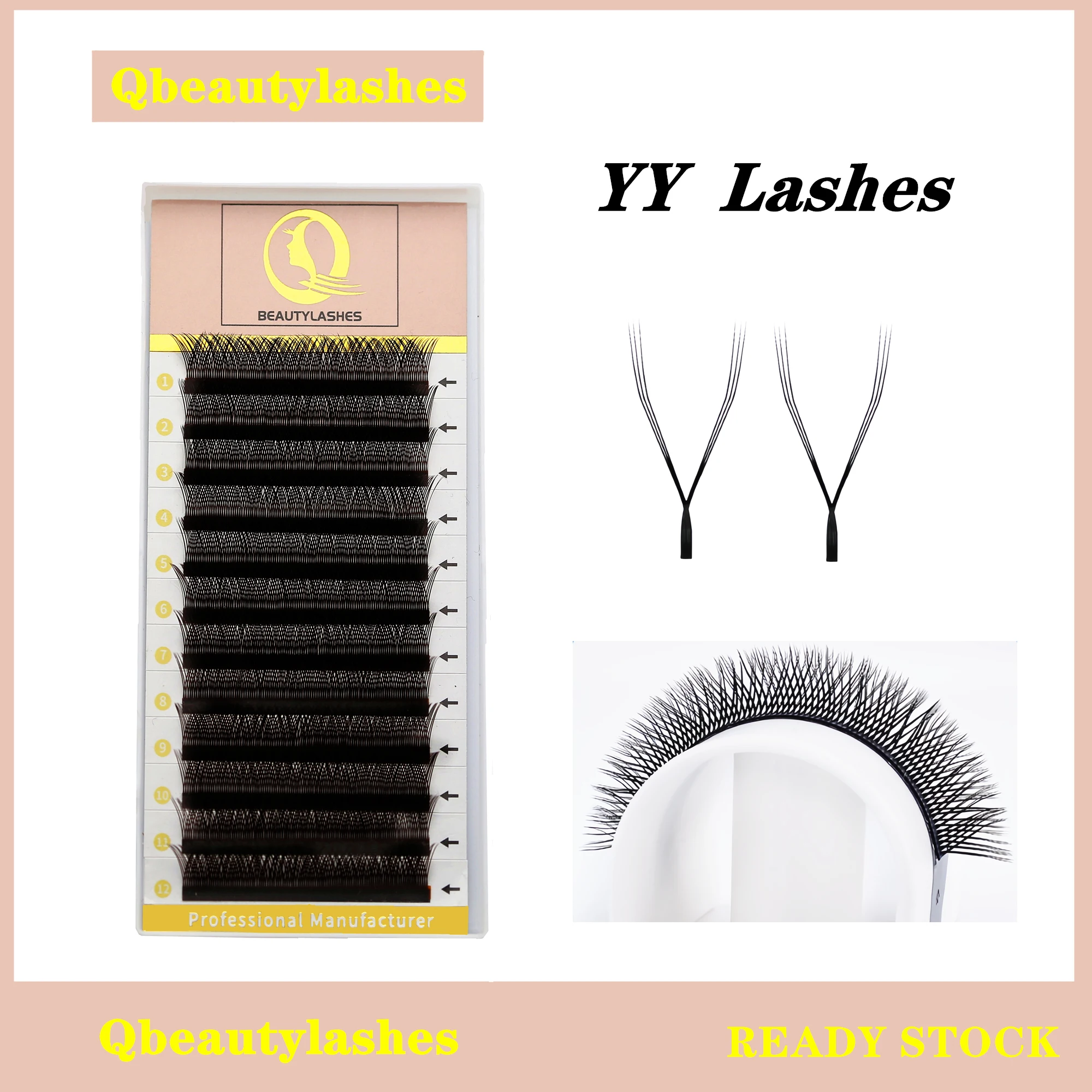 

qbeautylashes W shaped premade fans eyelash extension soft light false eyelashes