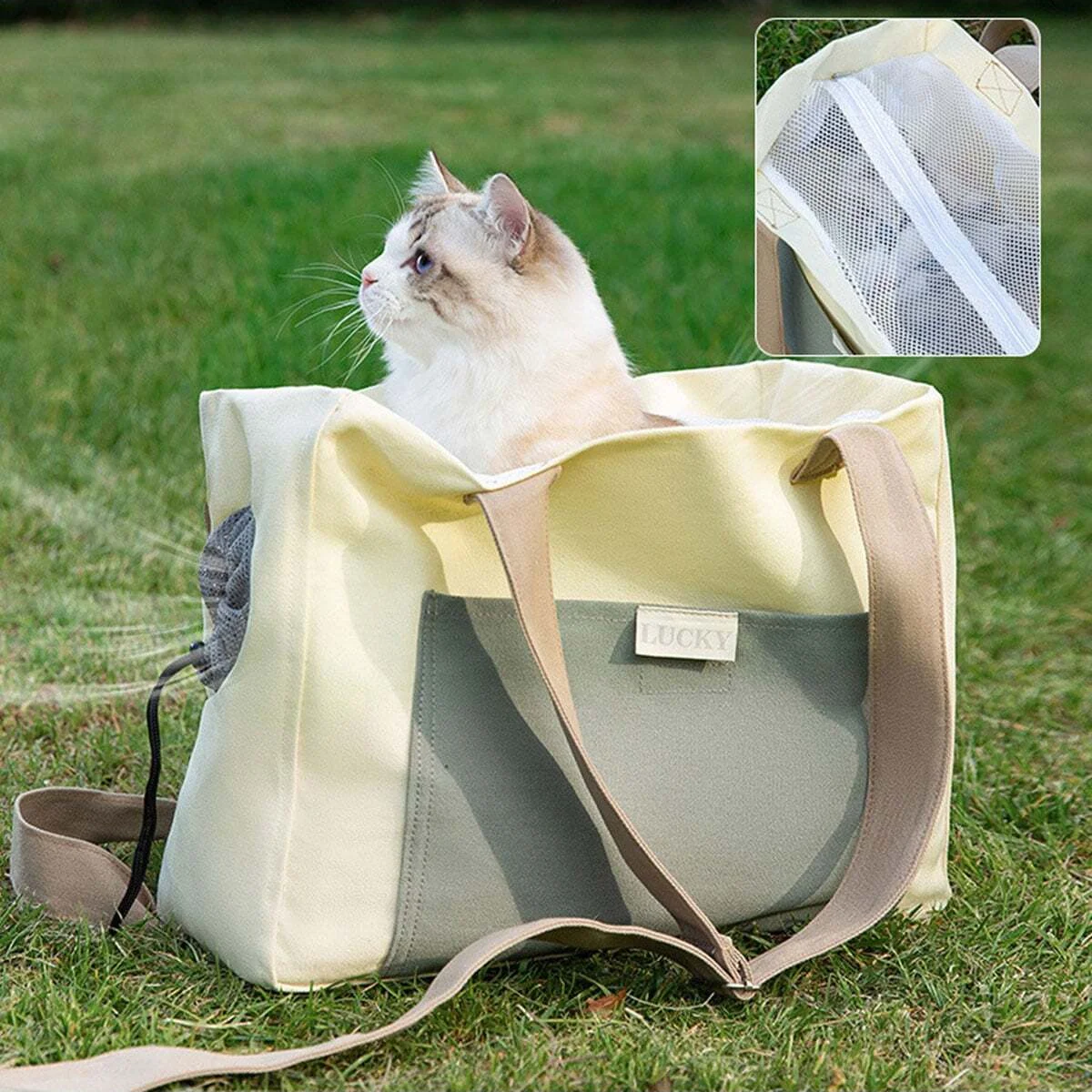 1pc-Portable outdoor dog bag with large capacity, single shoulder dog bag, pet cat bag