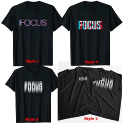 Focus-Motivational Optical Illusion T-Shirt Focus Letters Printed Graphic Tee Tops Cotton Summer Loose Focus Print Clothes