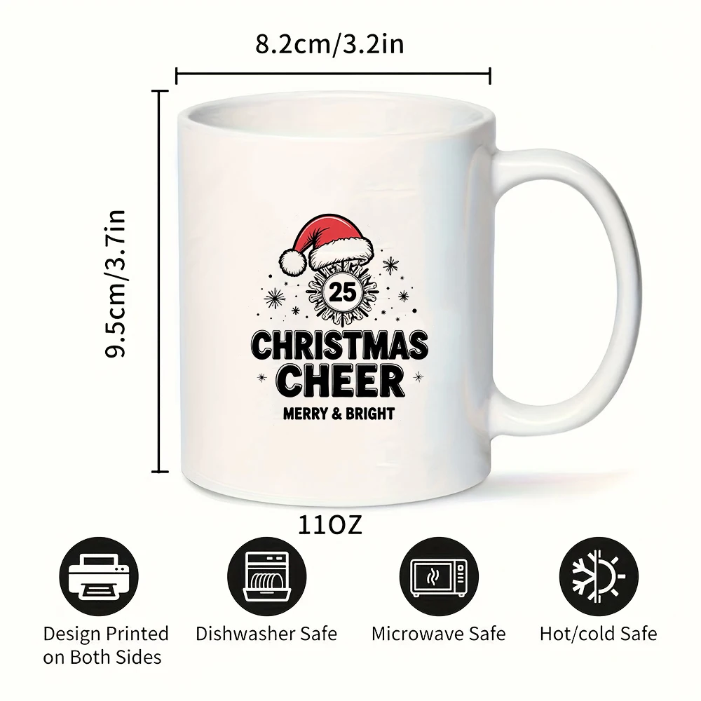 11オンスカップ + 漫画サンタ帽子ピンカップ クリスマスギフト 子供用水筒 家族 オフィス コーヒーカップ 楽しいクリスマスのお祝い