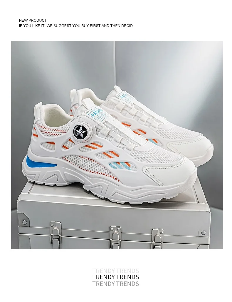 Rotate the Button Men Summer Breathable Sneakers 2026 Versatile Dad Shoes New Student Casual Footwear