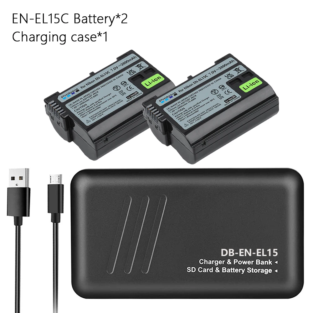 2800mAhバッテリー充電器,EN-EL15C,Nikon z5,z6 ii,z7,z7ii d600,d610