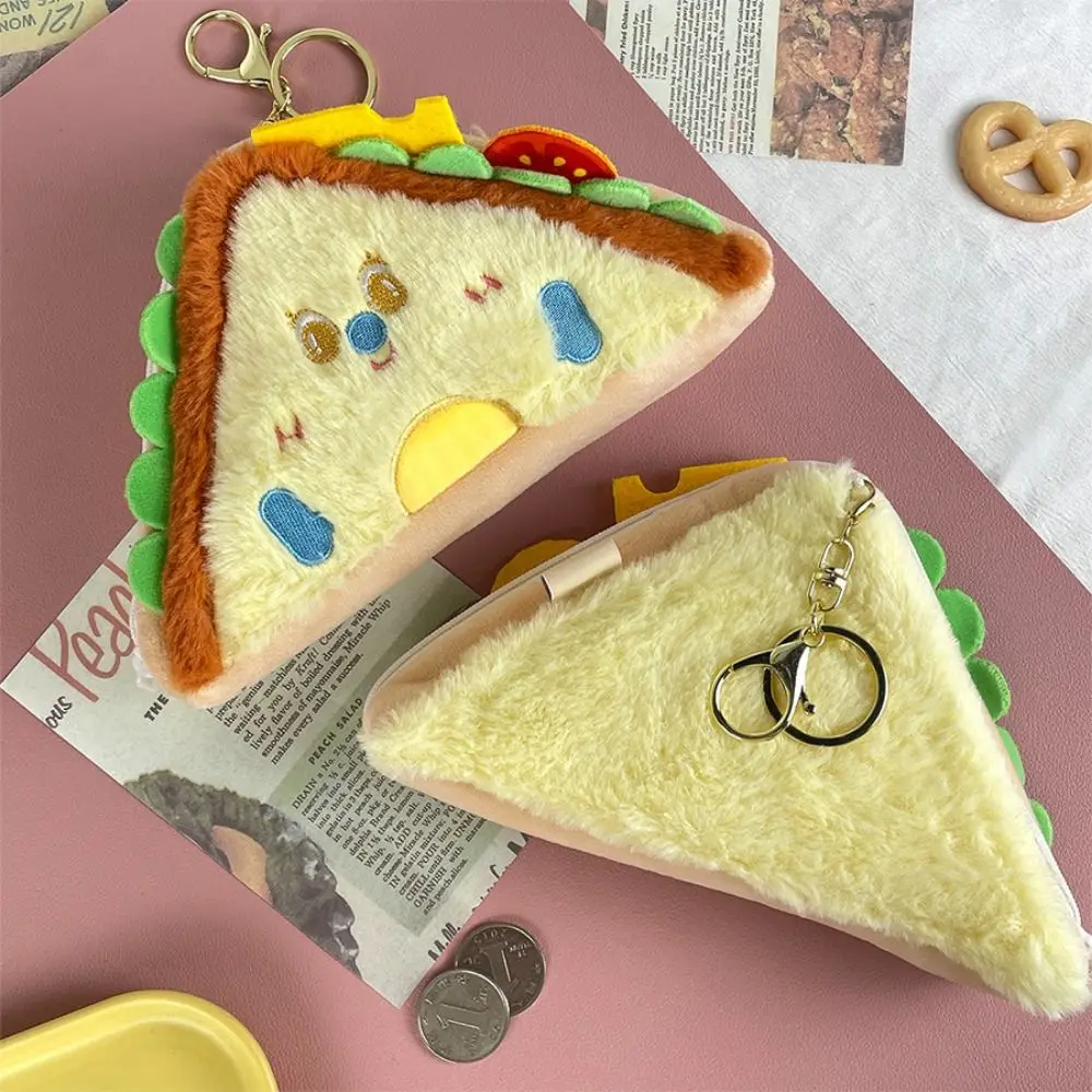 

Creative Hamburger Sandwiches Storage Bag Cartoon Portable Zero Wallet Kawaii Princess Plush Small Purse Girls