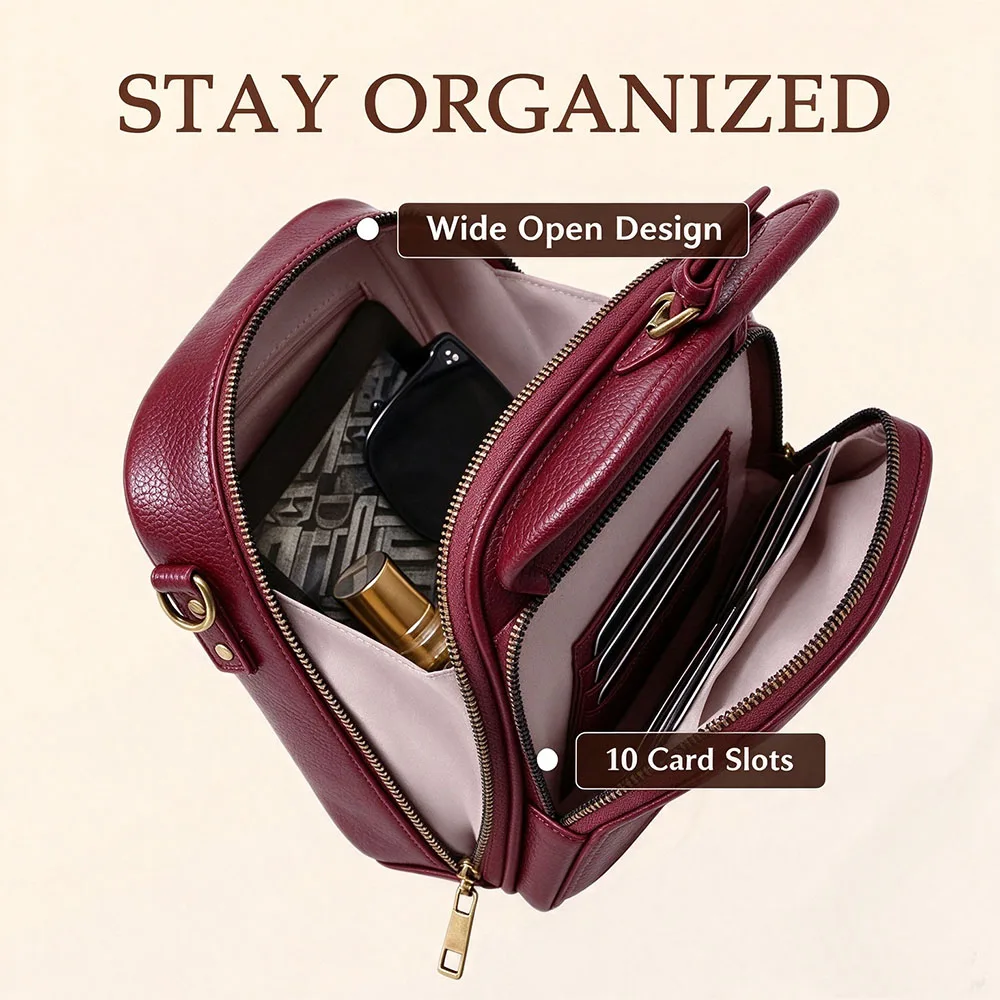 Small Crossbody Bag for Men Women, Vegan Leather Anti Theft Shoulder Purse with Card Slots, Multi Pocket Messenger Wallet Bag