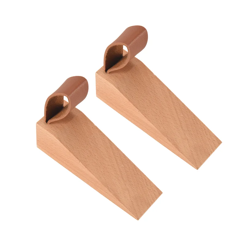 Fermaporta in legno, cunei per porte antiscivolo in legno massello, cuneo fermaporta robusto e durevole, fermaporta di sicurezza (2 pezzi)