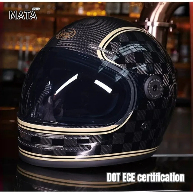 Original CYRIL Carbon Fiber Helmet Full Face Helmet Cover Retro Helmet Men and Women Motocross Cool Locomotive Casco Capacete