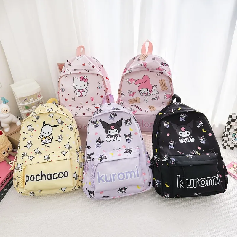 Sanrio Mymelody Kuromi Pochacco Cartoon Nylon Waterproof Travel Backpacks Climbing Travel Bags Hiking Backpack School Bag