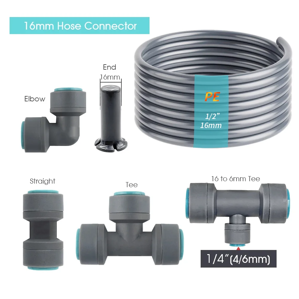 Watering Tubing Joints OD 12mm PE Hose Irrigation Connector Garden Drip System Fittings Tee Straight Elbow Pipe Repair Adaptee