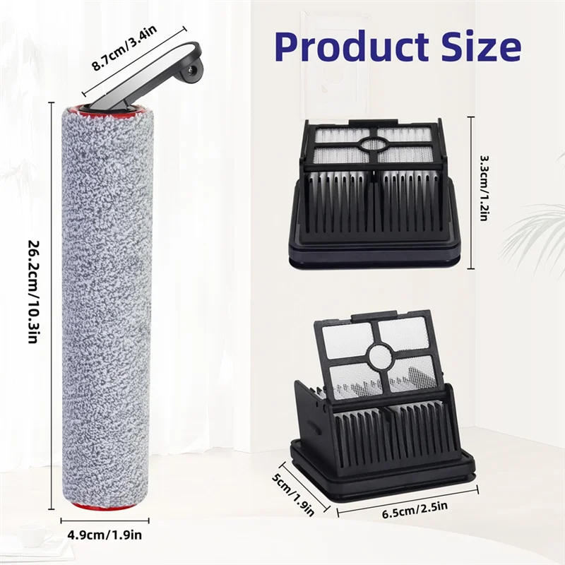 مجموعة قطع غيار A01V لـ Dreame H12 Pro، H12 Dual تشمل المرشحات، بكرات الفرشاة