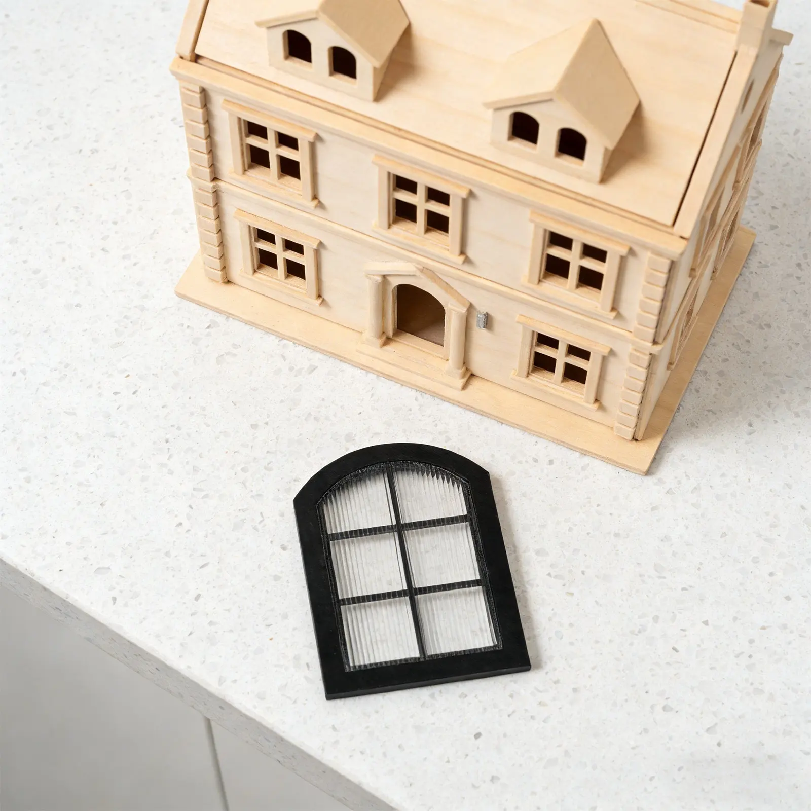 

Black 1:12 Scale Simulated Dollhouse Window High Transparency Lattice Frame Easy Install Mini Furniture for Crafting Display