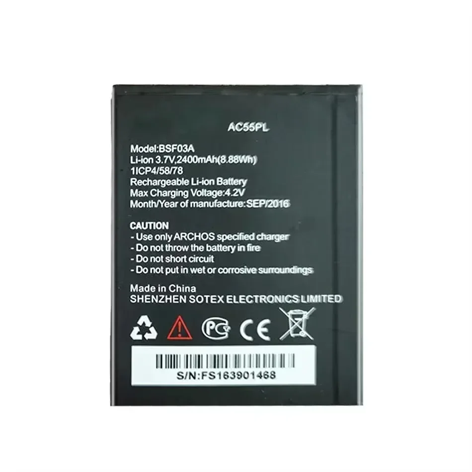 Replacement High Quality Mobile Phone Battery AC55PL For Archos 55 Platinum BSF03A 2400mAh Smartphon Batteries