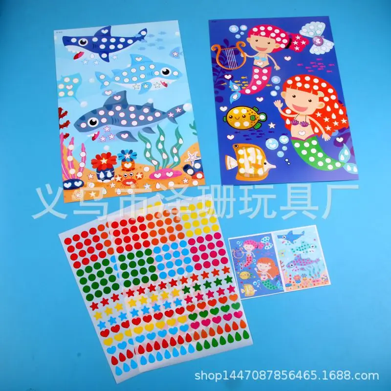 DIY Colorful Dot Mosaic Puzzle Stickers Cartoon Animal Primary Learning Creative Educational Toys For Children Kids Games Gift